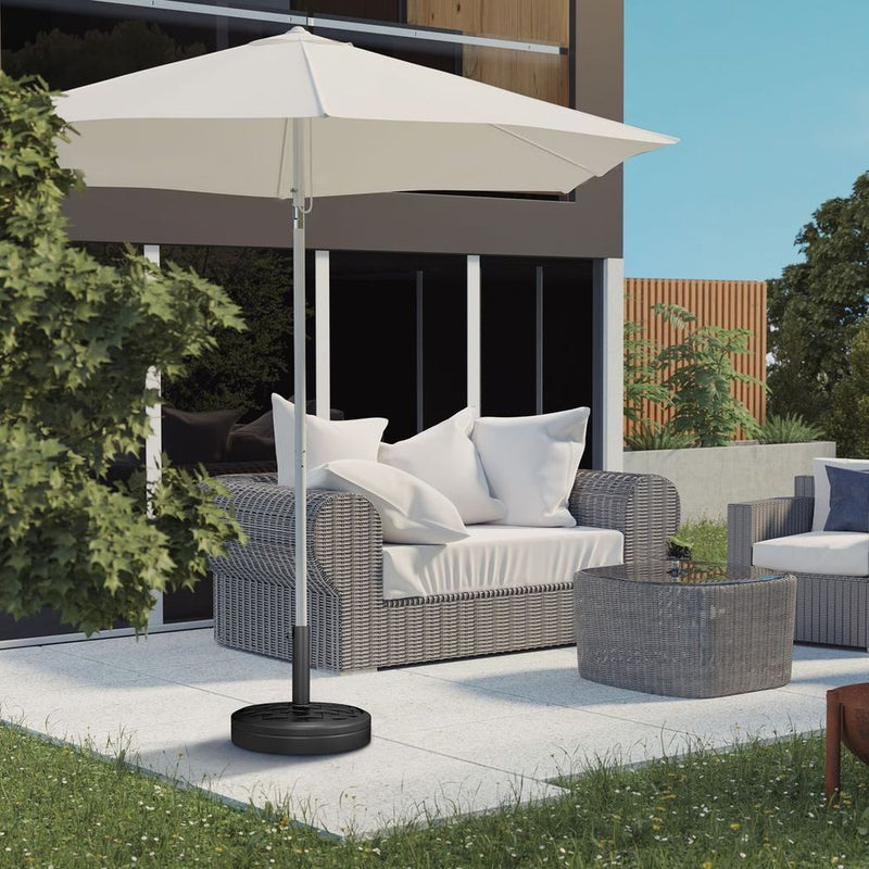 Premium Heavy-Duty Rattan-Effect Concrete Parasol Base - Securely Holds Umbrella, Perfect for Patio and Garden