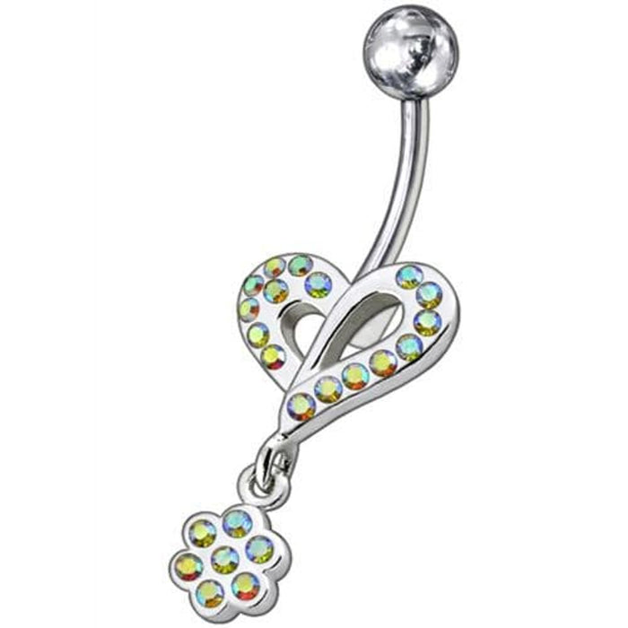 Fancy Heart Jeweled Dangling Belly Ring