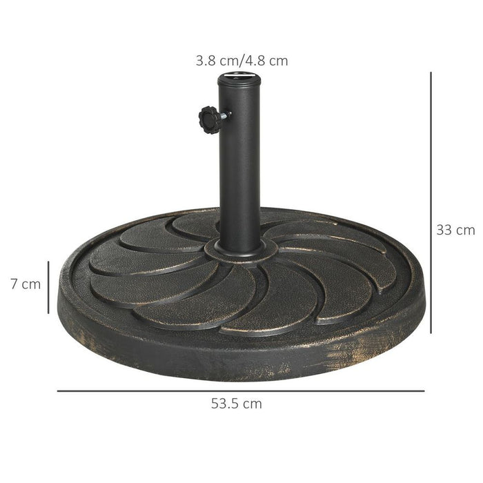 Outsunny 18kg Round Resin Garden Parasol Base - 38mm-48mm Poles - Secure & Stylish Umbrella Stand