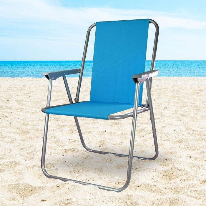 Premium Spring Beach Chair - Foldable, Lightweight, Durable Metal Frame - Blue, Green - Camping, Beach, Garden - 5 Styles