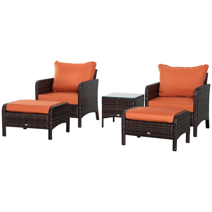 2 Seater PE Rattan Garden Furniture Set, Glass Top Table  Brown