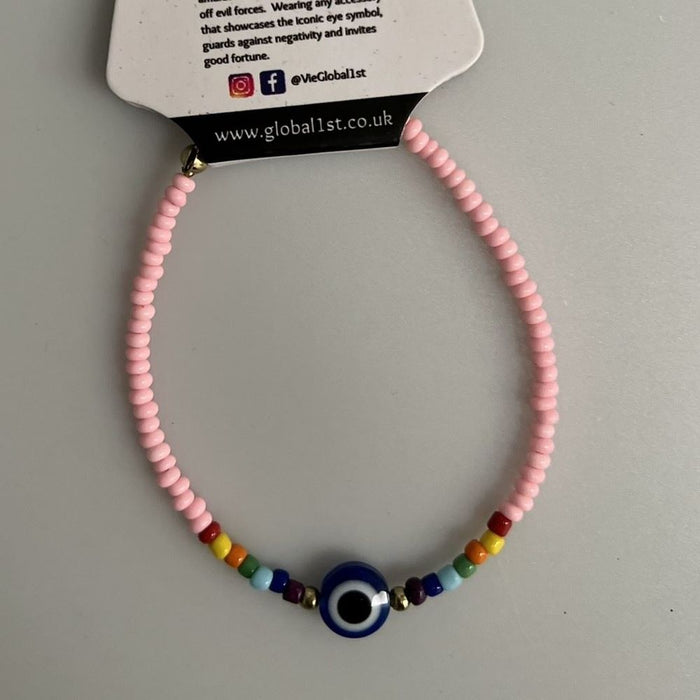 Evil Eye Bracelet, 7 Chakra Beads, (JIT)