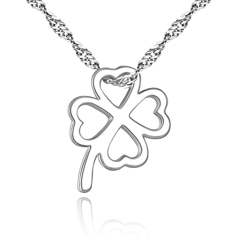 Hollow four-leaf clover necklace