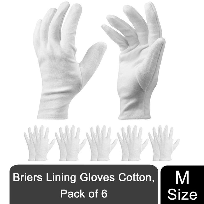 Premium Briers Lining Gloves Cotton - Pack of 6 | Durable, Multipurpose, Sweat-Absorbing