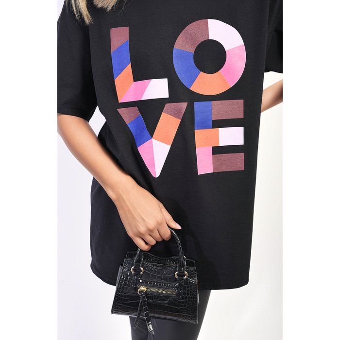 Oversized Love Slogan Print Top - Spread Love and Style!