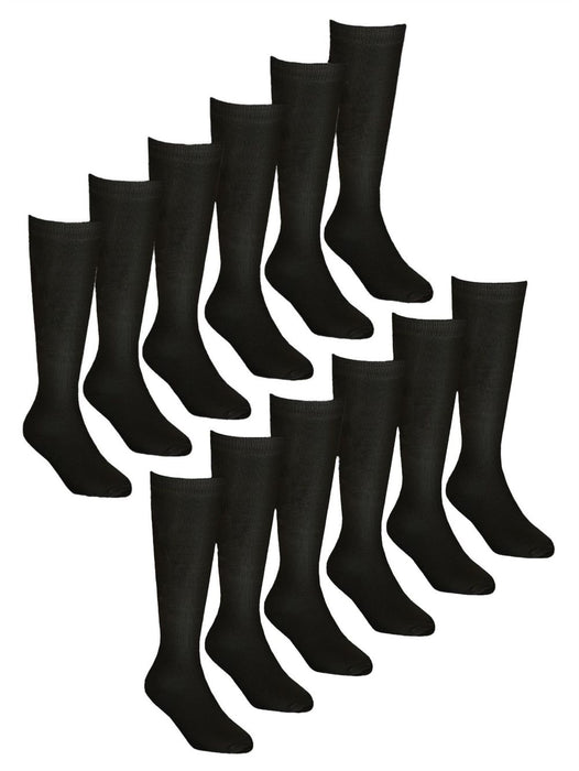 12 PAIRS - Girls Bamboo Knee High School Socks