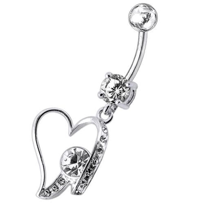 Fancy Jeweled Heart Dangling Belly Ring