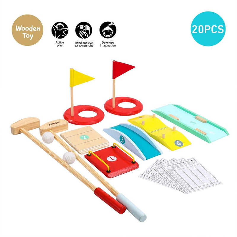 SOKA Golf Set: Indoor/Outdoor Fun, Obstacles, Educational, High Quality, 2 Clubs, 2 Balls, 2 Holes, 5 Obstacles, 5 Scorecards
