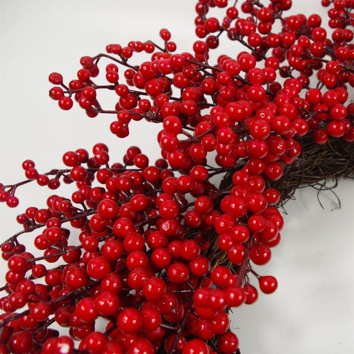 Premium 24" Large Christmas Red Berry Floristry Wreath - Luxury Design, Artificial Berries, Natural Base - Perfect for All Door Sizes!