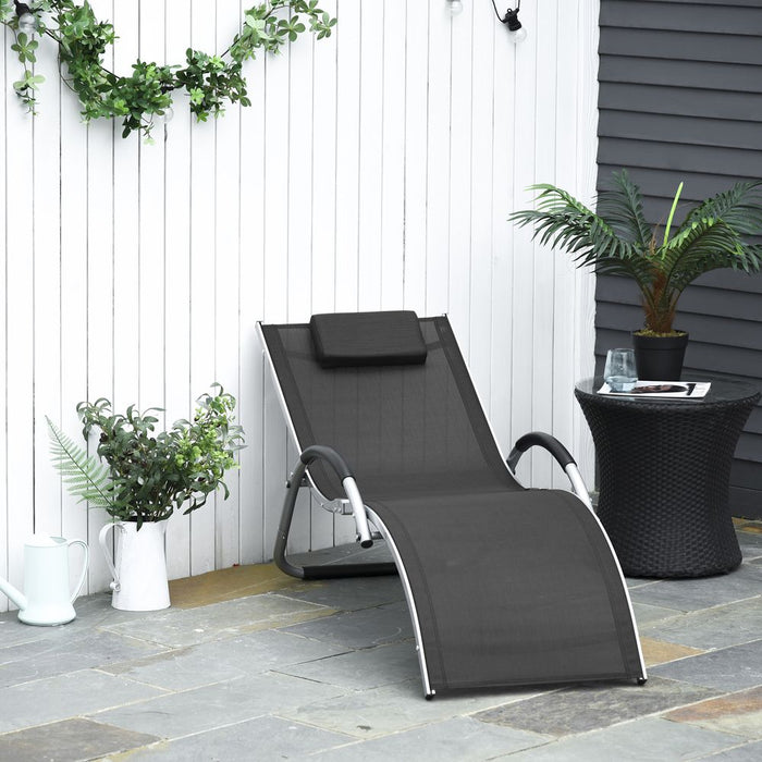 Ultimate Comfort Outdoor Lounger Chair - Removable Headrest, Aluminium Frame, Black - Ideal for Relaxation & Support