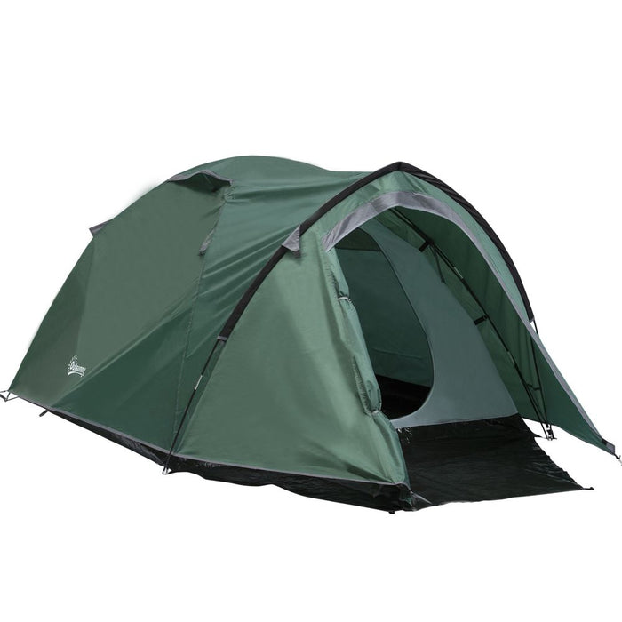 Outsunny Compact Camping Tent: Green, Vestibule, Mesh Vents, High Quality