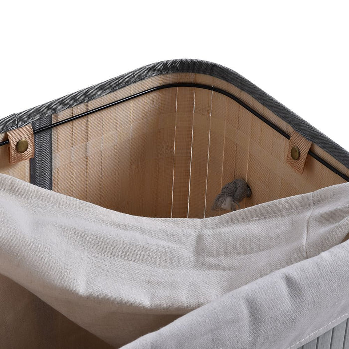 70L Flip Lid Bamboo Laundry Basket Grey