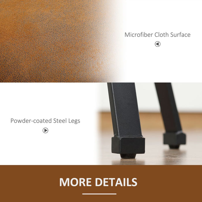 Set of 2 Brown Microfiber Cloth Bar Stools | Steel Legs | High Quality