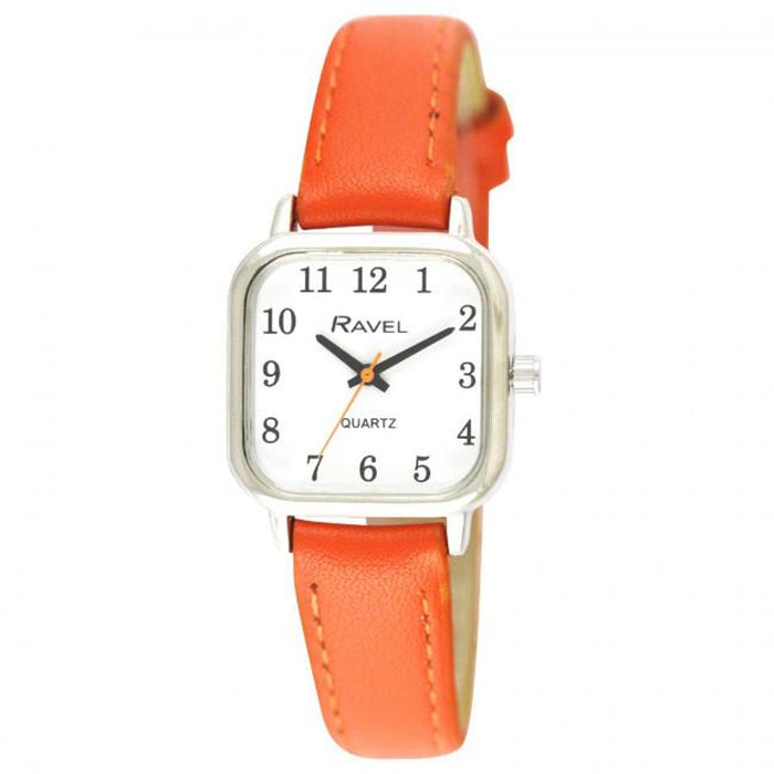 Ravel Ladies Cushion Shaped Brights Leather Strap Watch Orange