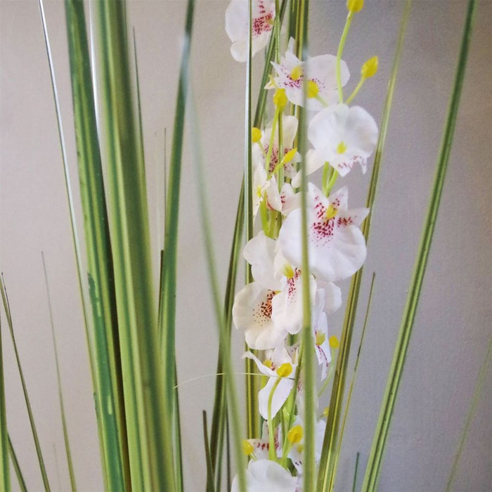 165cm Artificial Grass Plant with White Orchid Flowers