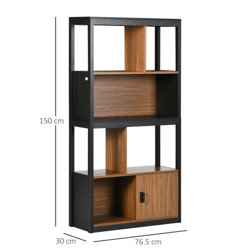 4-Tier Bookshelf Freestanding Bookcase  Storage for Study Walnut Brown