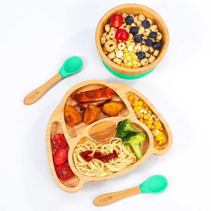 VINSANI BAMBOO DOG PLATE,BOWL&SPOON SET