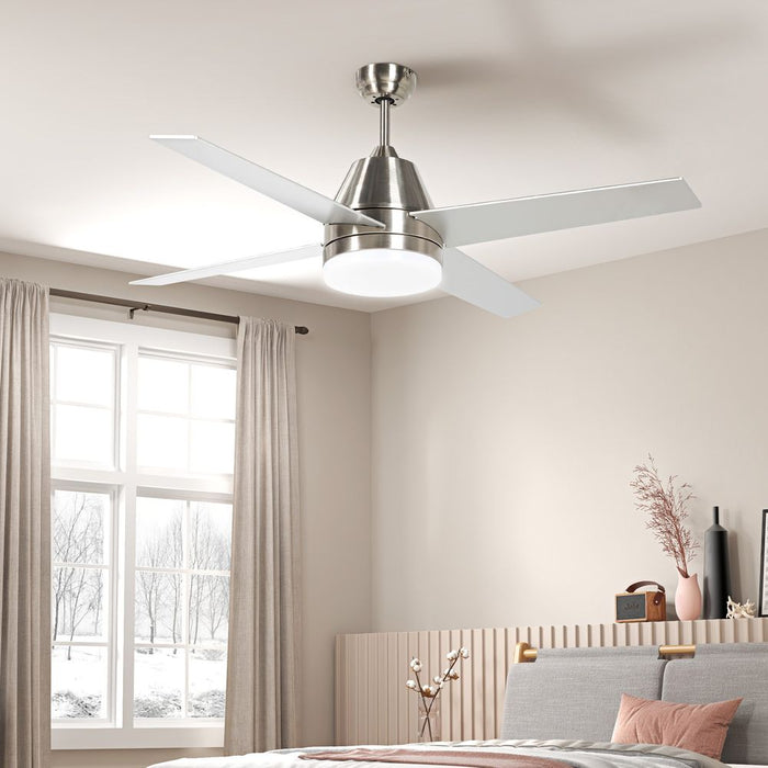 High-Quality HOMCOM Reversible Ceiling Fan & Light Combo - Remote Control - Silver/Black - Plus 6-Speed Options