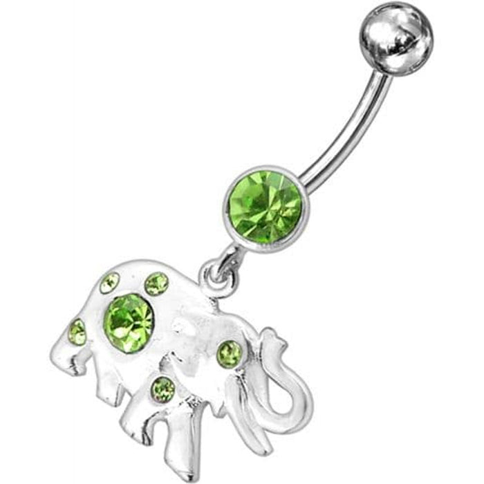 Jeweled Elephant Dangling Belly Ring