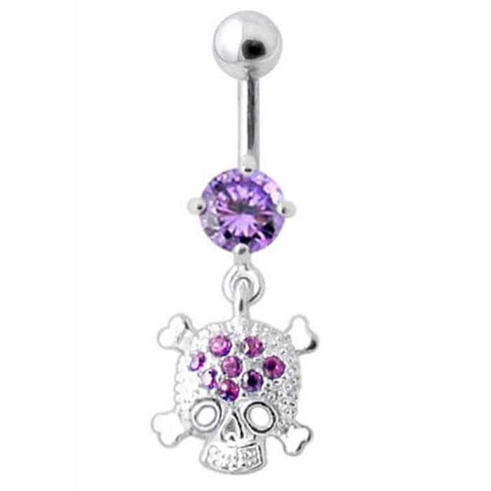 Jeweled Skull Navel Belly Ring