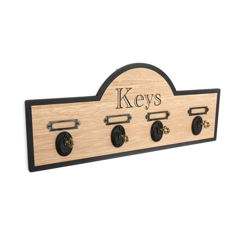 Premium Wooden Board w/ 4 Key Design Hooks