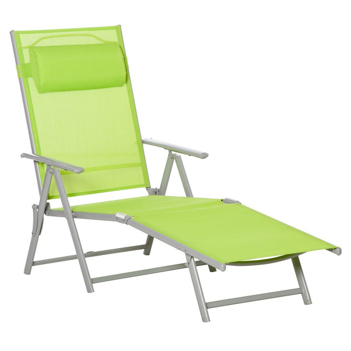 Outsunny Sling Patio Reclining Chaise Lounge - Green