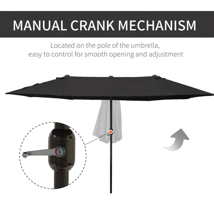 Outsunny 4.6M Garden Patio Umbrella Canopy Parasol Sun Shade Black - High Quality & Stylish Design