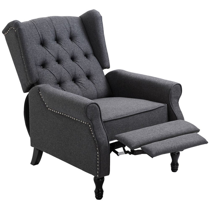 Recliner Armchair for Living Room Fabric Reclining Chair w/ Footrest Dark Grey