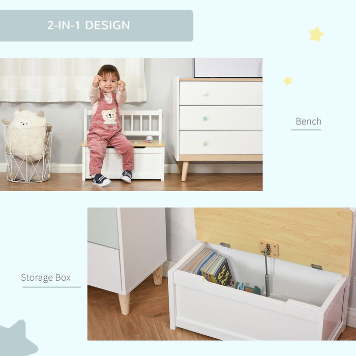 Multi-Functional Wooden Toy Box & Seat, 60 x 30 x 50cm