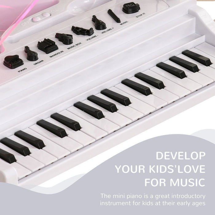 AIYAPLAY 32 Keys Kids Piano Keyboard with Stool, Lights, Microphone, White