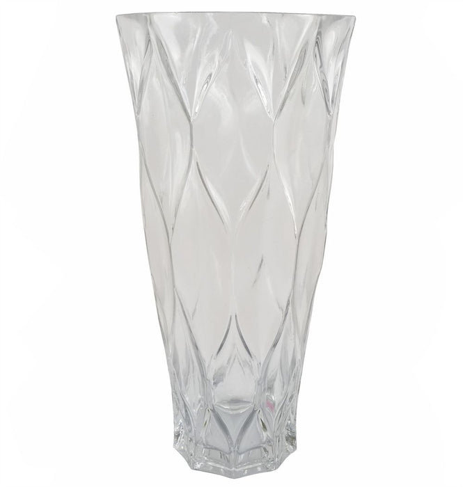 35cm Clear Chunky Ridged Glass Vase - Exquisite Quality for Displaying Real and Artificial Flowers