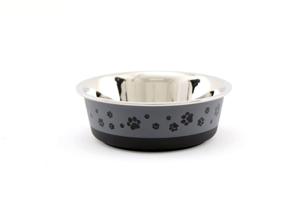 Pawfect Non-Slip Pet Bowl, 0.5L Grey Stainless Steel