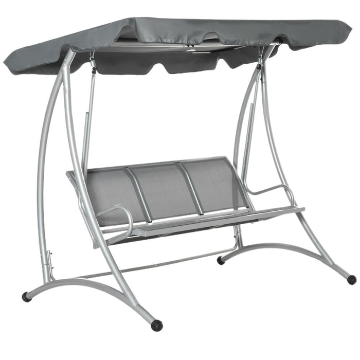 3 Person Steel Swing Chair & Adjustable Canopy  - Dark Grey