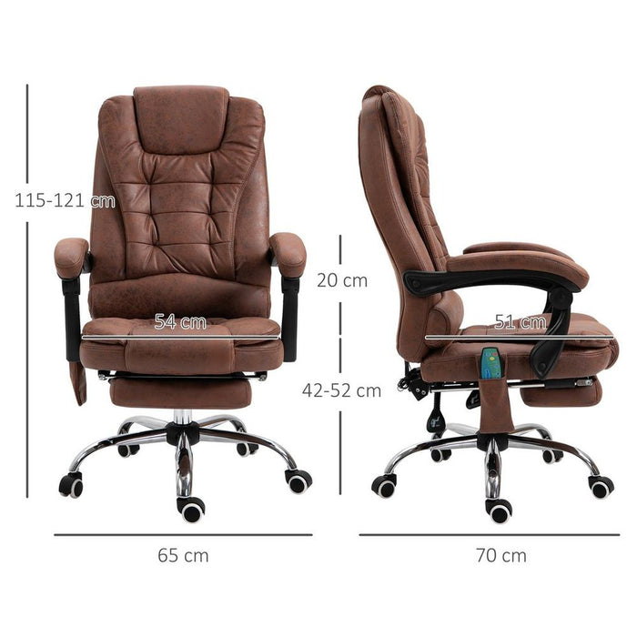 Ultimate Relaxation Vintage Heated Massage Office Chair | 6 Vibration Points | Brown