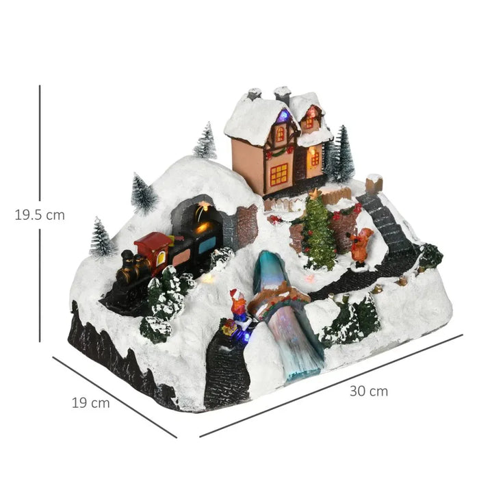 Festive Musical Christmas Village Scene w/ LED Lights - High-Quality Decor