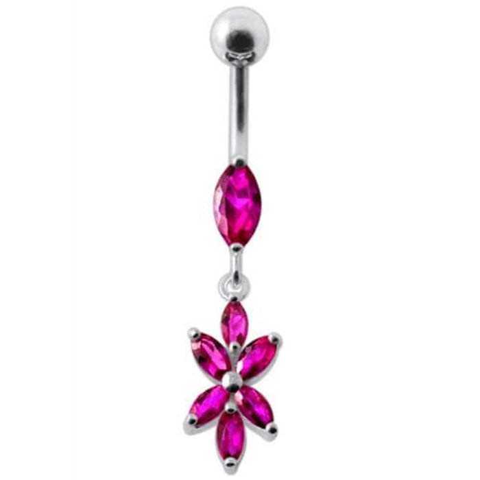 Fancy Flower Dangling Navel Ring Body Jewelry