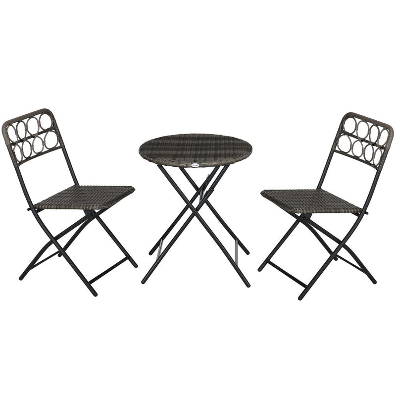 Outsunny 3 PCS Folding Rattan Wicker Bistro Set