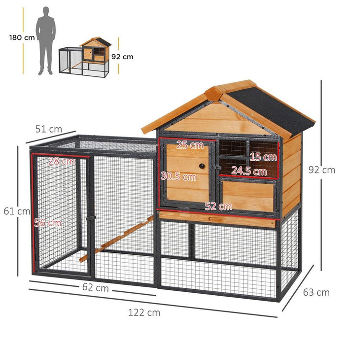 Deluxe Wood-Metal Rabbit Hutch | Outdoor Pet House | 122 x 63 x 92cm