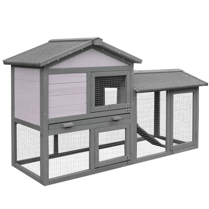 Premium 5ft Wooden Rabbit Hutch with Run - Best Quality Outdoor Pet House for Guinea Pigs - 2 Tiers, Professional Seller