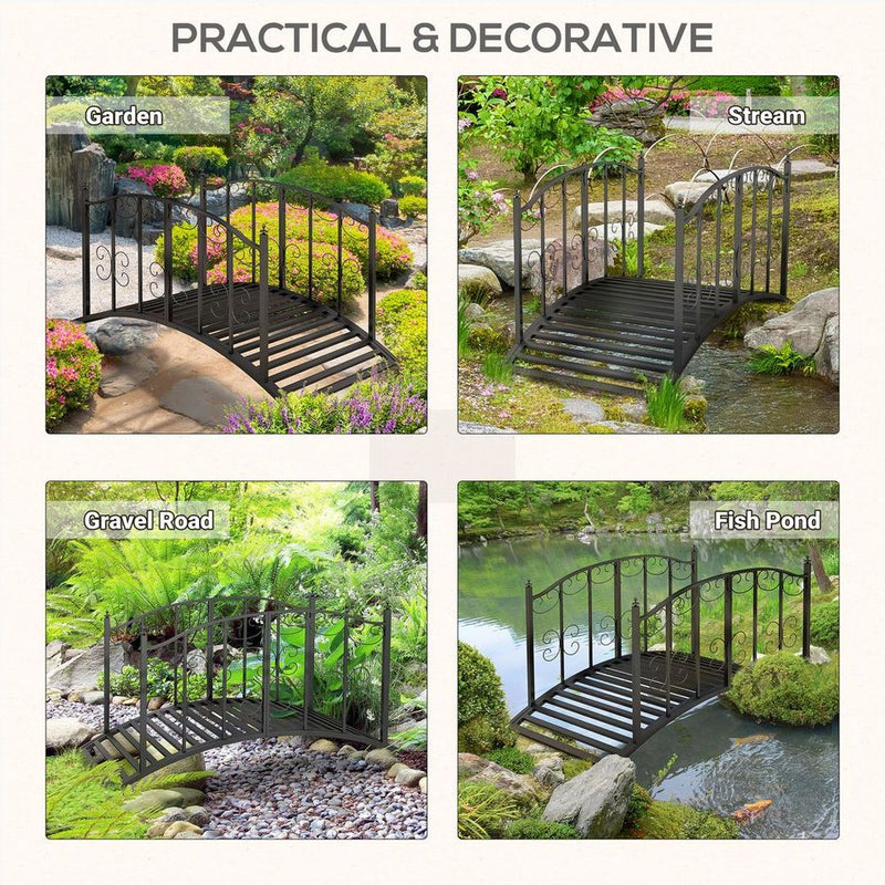 Outsunny 1.2M Classic Scrollwork Arch Bridge, Black