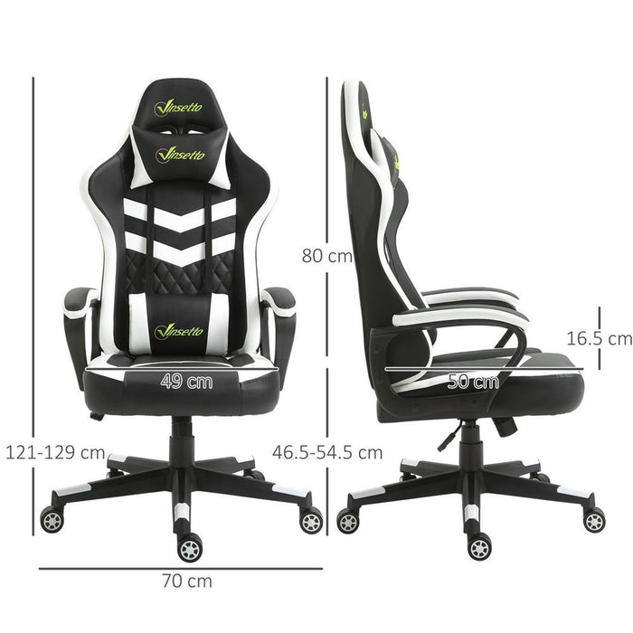 Vinsetto Racing Gaming Chair - Lumbar Support, Black/White - High Quality