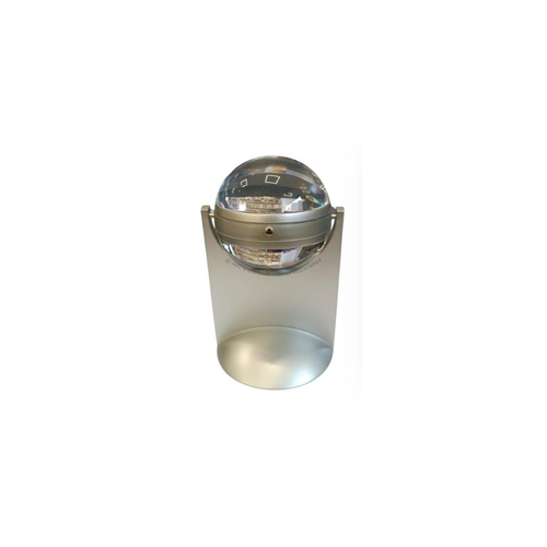 Miniature Clock Globe with Display Photo or Logo Silvertone Plated Solid Brass IMP422 - CLEARANCE NEEDS RE-BATTERY