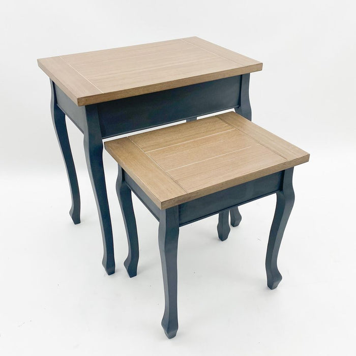 Premium Handcrafted 2-Piece Wooden Nesting Tables Set - 65/50cm