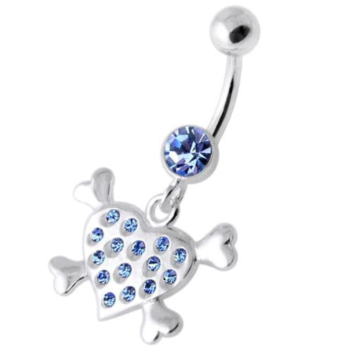 Multi Jeweled Heart Silver Navel Belly Banana