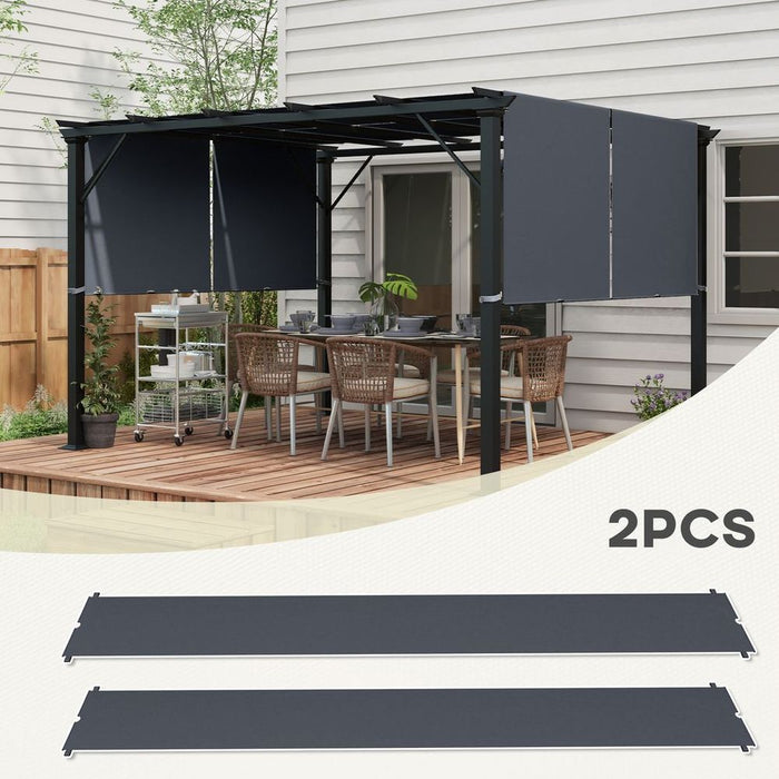 Outsunny Dark Grey Pergola Canopy - UV Protection - 2Pcs Replacement Set - 4.9 x 1.2m