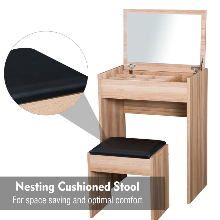 Stylish Dressing Table Set - Mirror & Stool