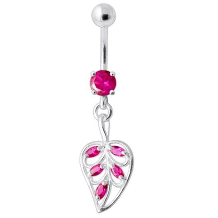 Jeweled Leaf Navel Belly Ring