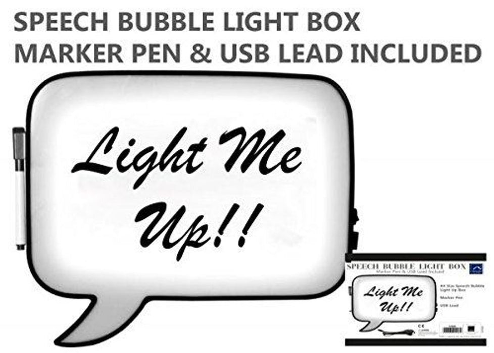 KNIGHT Light Up Speech Bubble Box - A4 Size, Personalised Message Board - USB & Erasable Pen Included