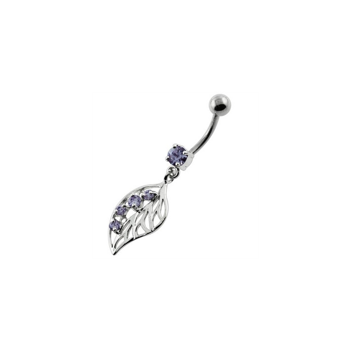 Jeweled Leaf Navel Belly Button Piercing