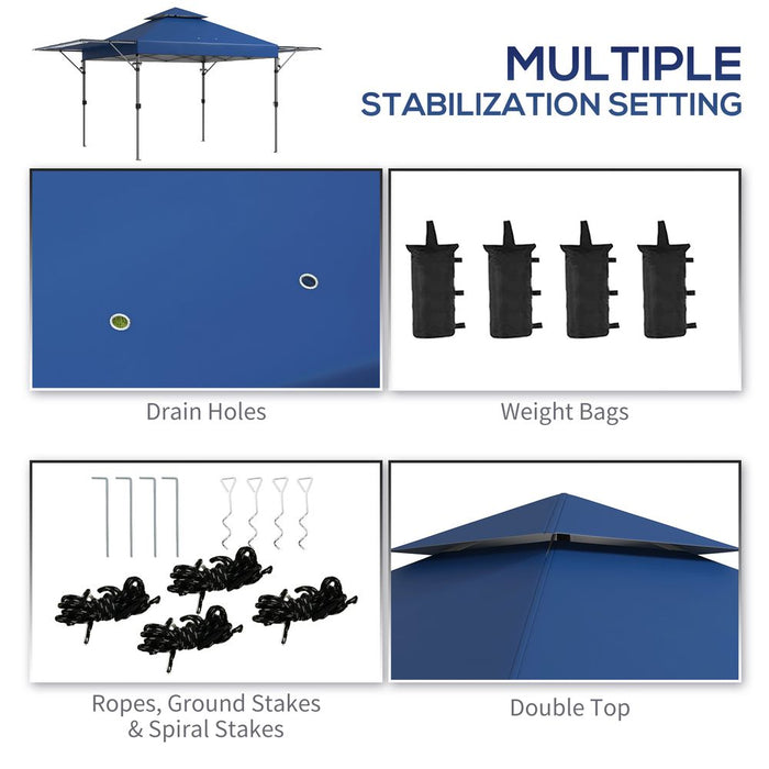 Premium Quality Outsunny 5x3(m) Pop Up Gazebo - Instant Shelter with Extendable Dual Awning, Blue - Perfect for Outdoor Gatherings